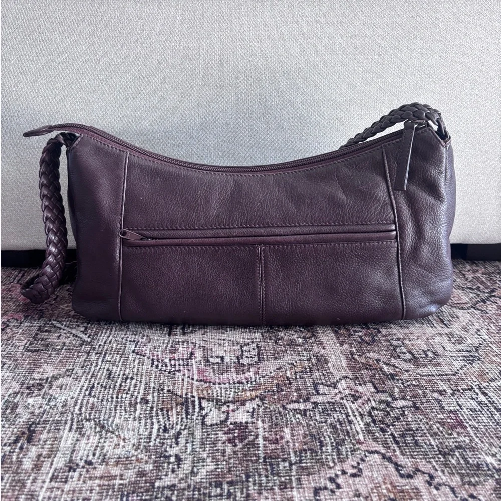 Derek Alexander Brown Leather Shoulder Bag Braided Handle - Picture 4 of 11